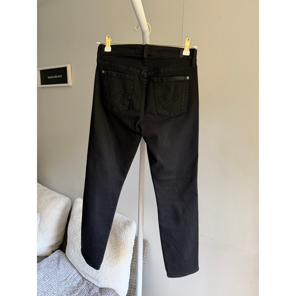 7 For All Mankind Kimmie Crop Jeans Women 25 Black Excellent Skinny Mid Rise - Picture 6 of 8